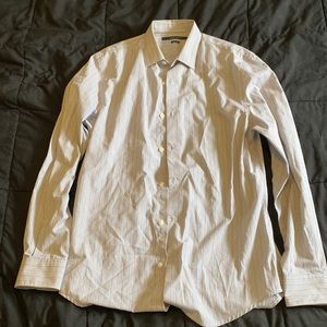 mens dress shirt blue, grey, white stripes